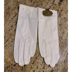 New! Vintage Size M 7 White Leather Formal 8.5" Gloves Balzano Glovely